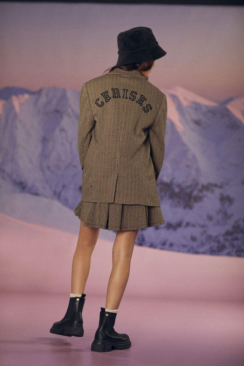 le temps des cerises Veste blazer Zoyagi à motif pied de poule