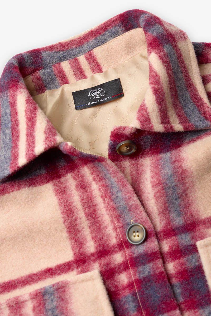 Le Temps Des Cerises Veste Ditagi à Carreaux Crème Et Rose