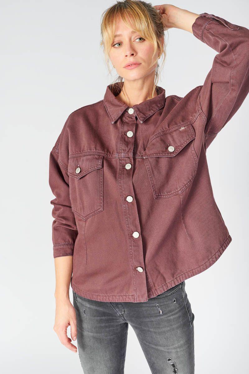 Le Temps Des Cerises Veste Eliza En Jeans Lie De Vin
