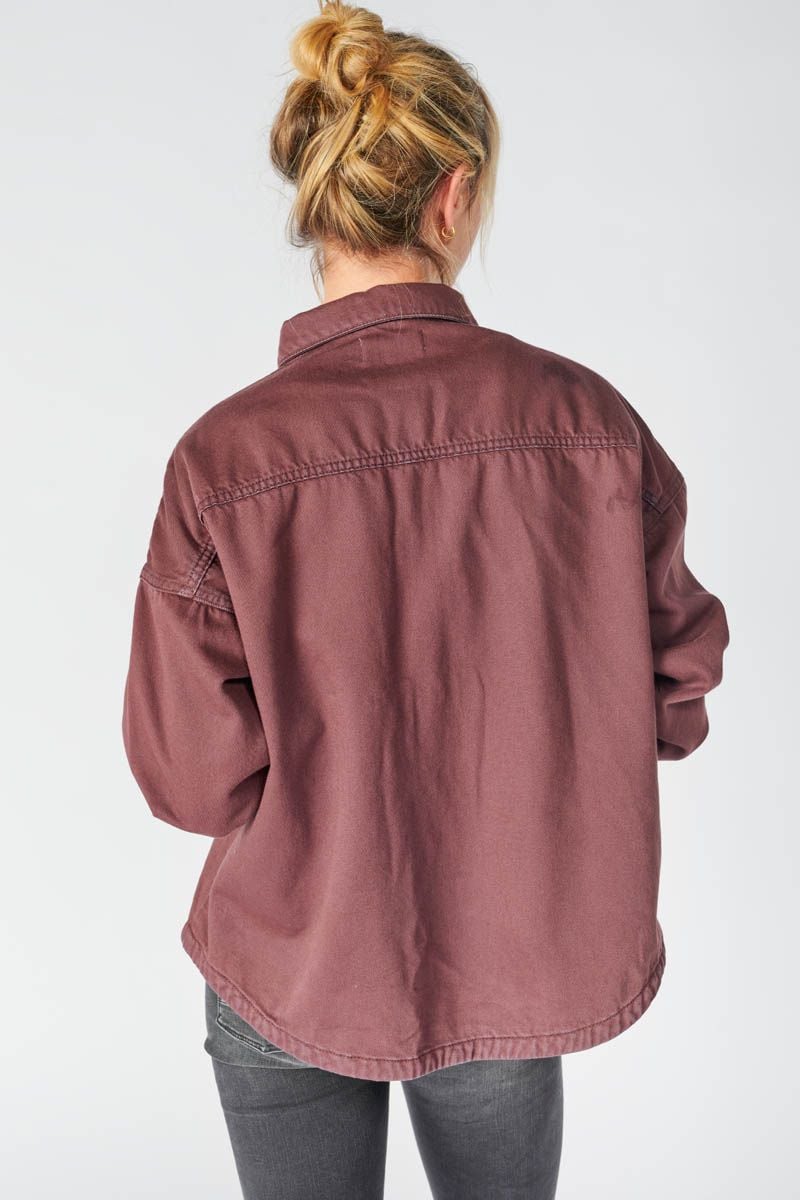 Le Temps Des Cerises Veste Eliza En Jeans Lie De Vin