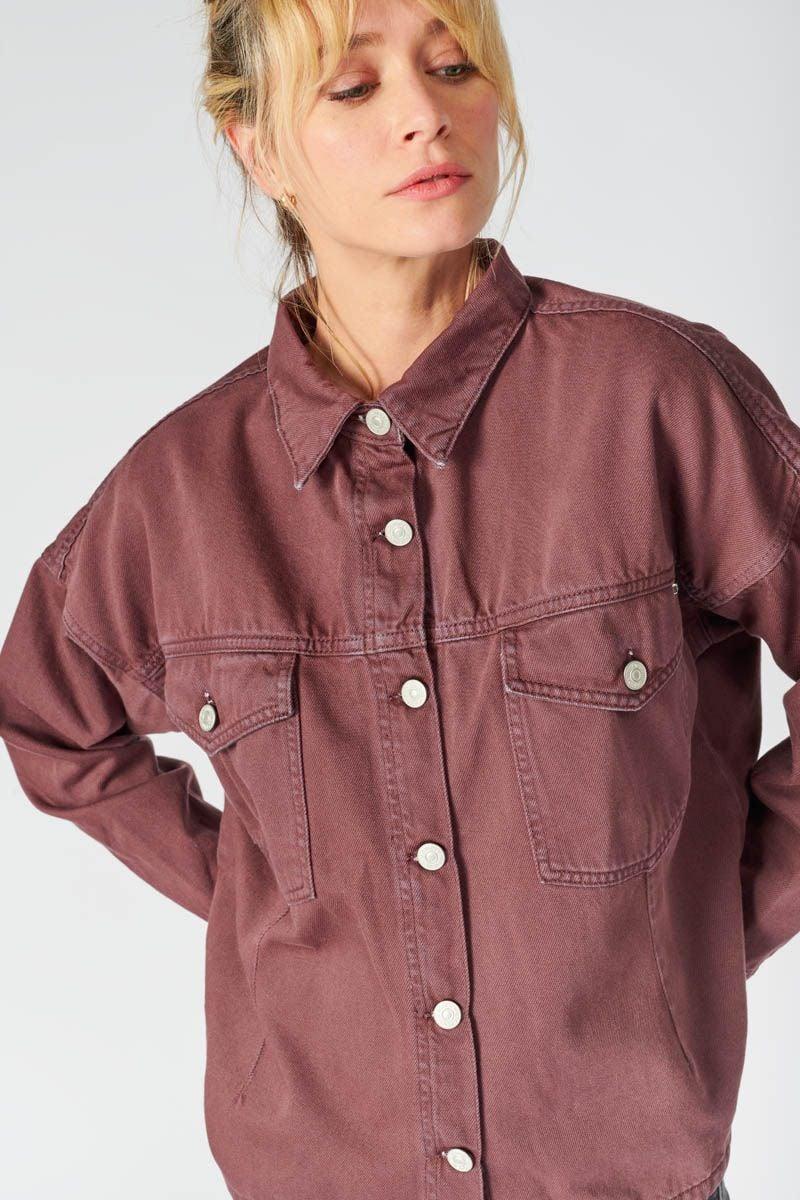 le temps des cerises Veste Eliza en jeans lie de vin