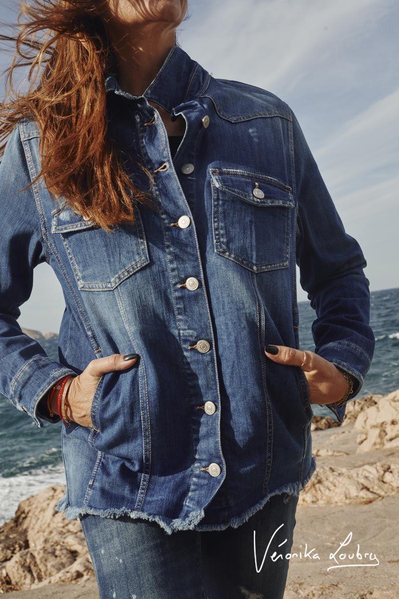 Le Temps Des Cerises Veste En Jeans London Bleue By Véronika Loubry
