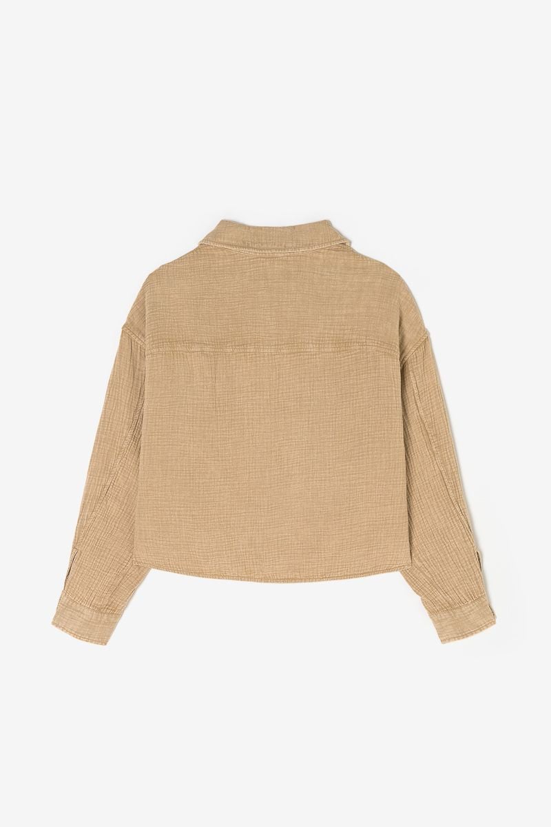 Le Temps Des Cerises Veste Jasongi En Gaze De Coton Beige