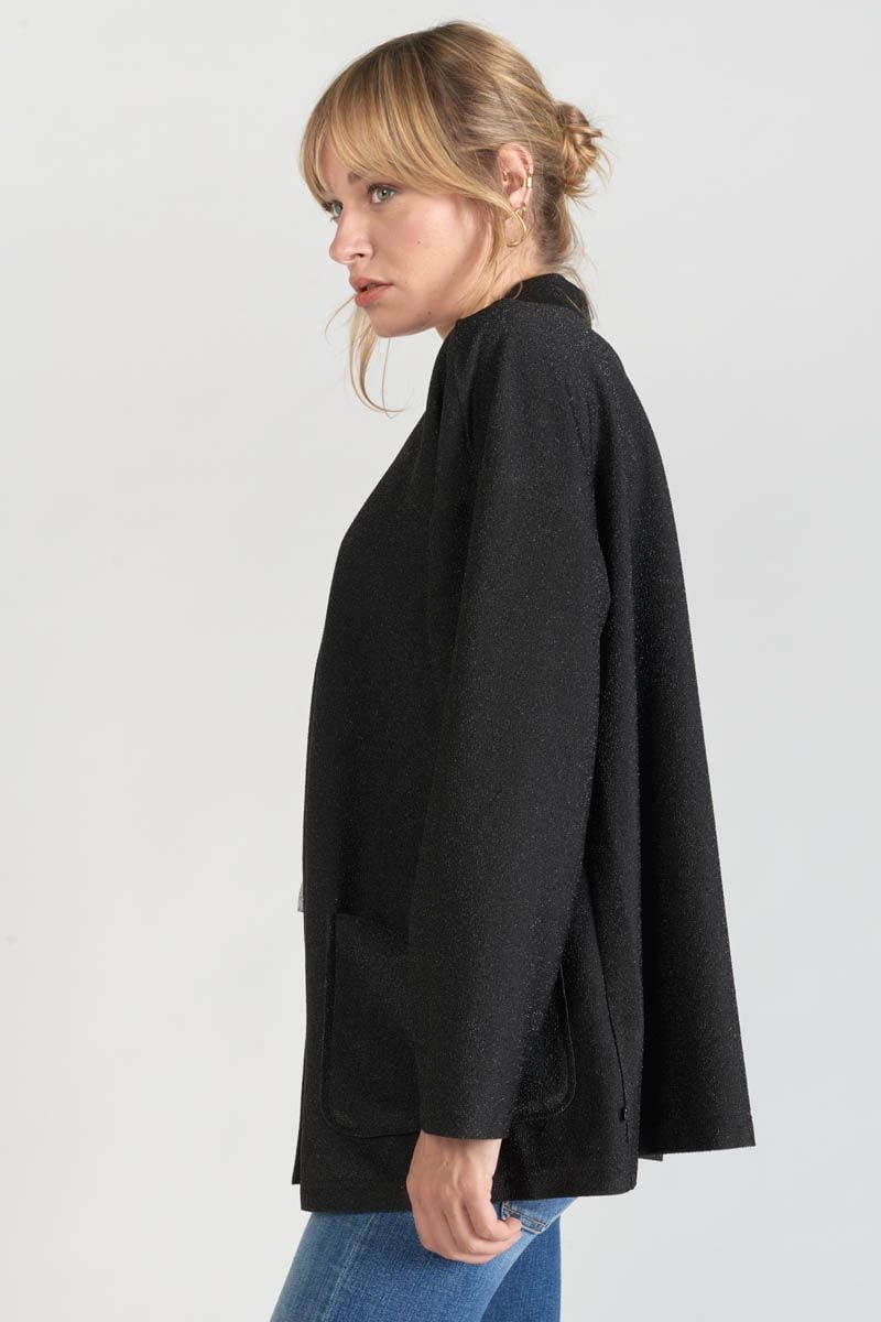 Le Temps Des Cerises Veste Kimono Sobrado Noir Brillant