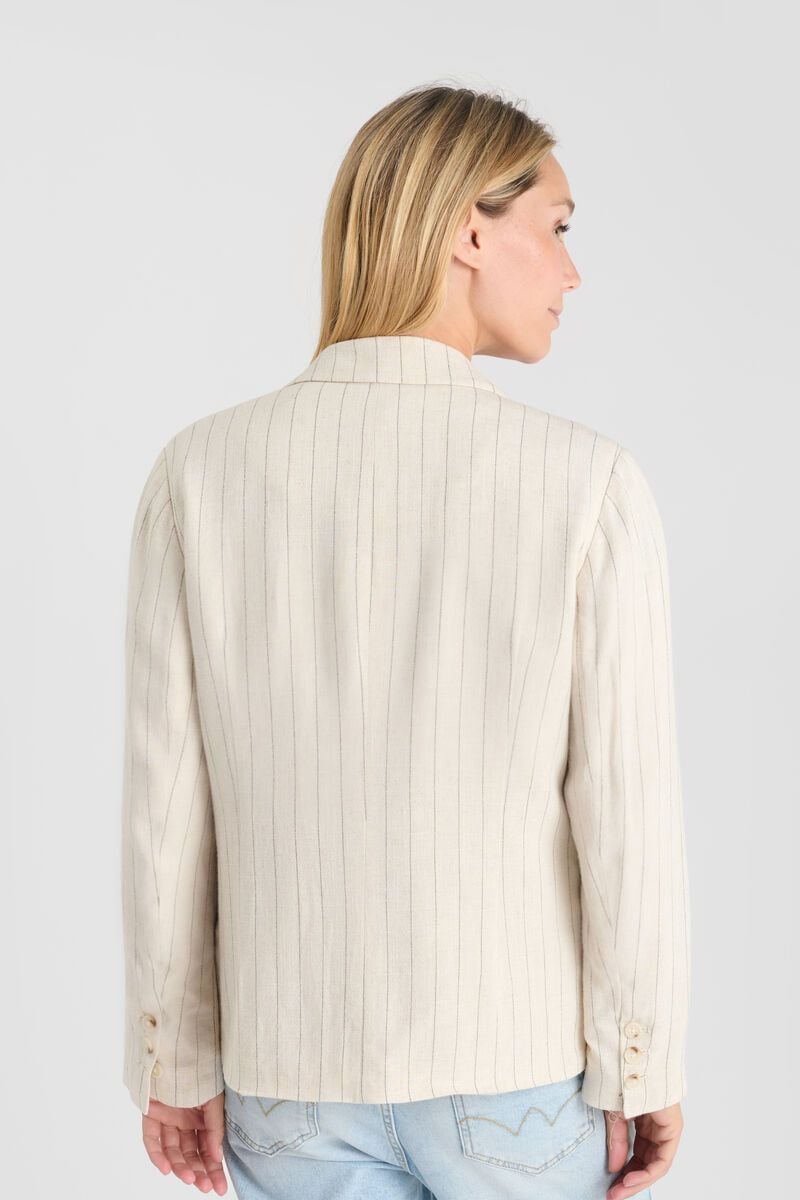 Le Temps Des Cerises Veste Merida En Lin Mélangé à Rayures