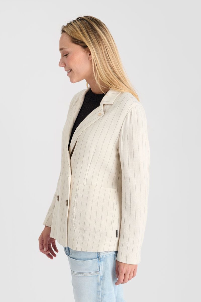 Le Temps Des Cerises Veste Merida En Lin Mélangé à Rayures