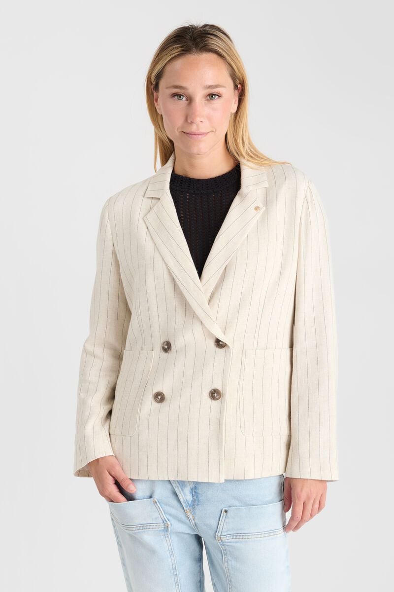 le temps des cerises Veste Merida en lin mélangé à rayures