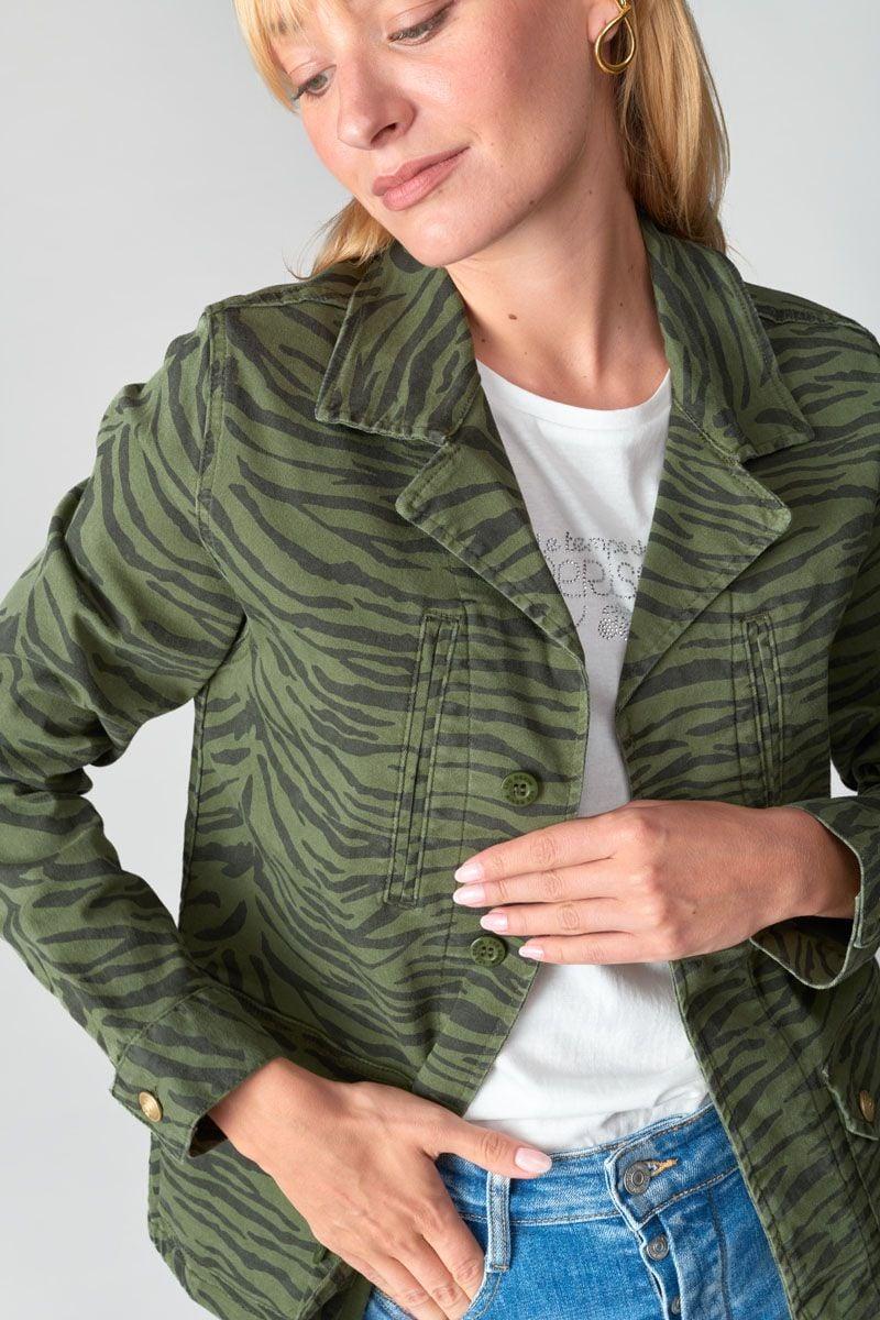 Le Temps Des Cerises Veste Mili En Jeans à Motif Zébré