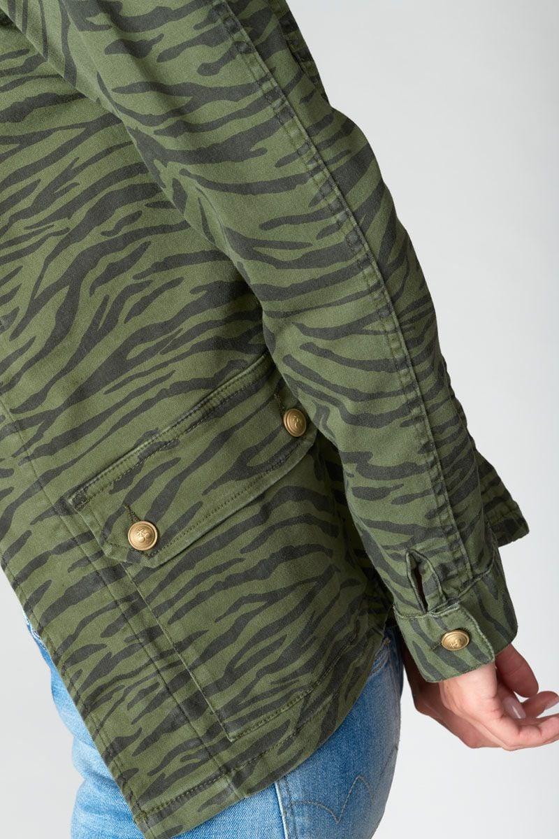 Le Temps Des Cerises Veste Mili En Jeans à Motif Zébré