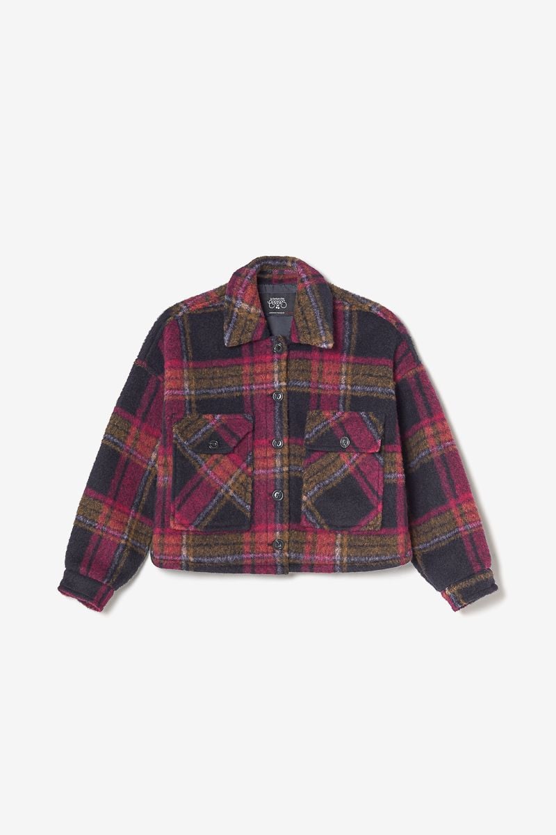 Le Temps Des Cerises Veste Osirisgi à Carreaux Bleu Nuit Et Rose