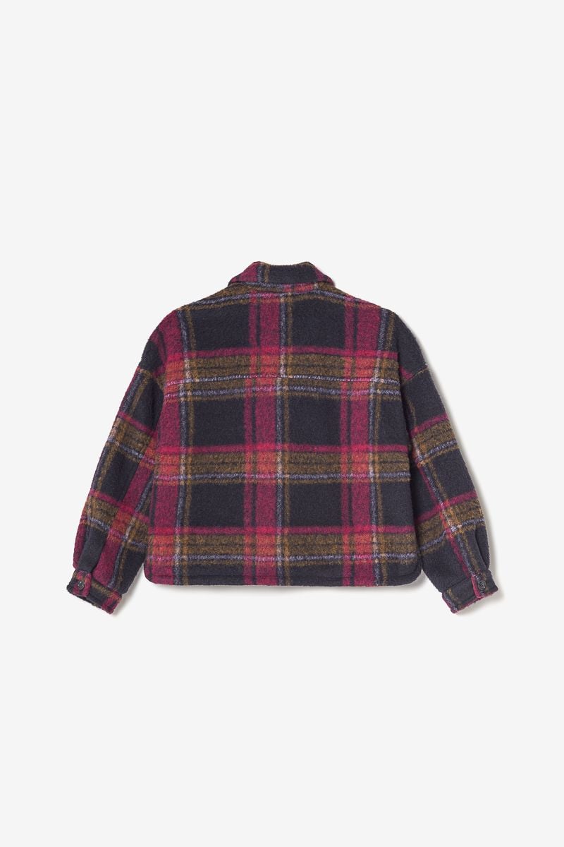 Le Temps Des Cerises Veste Osirisgi à Carreaux Bleu Nuit Et Rose