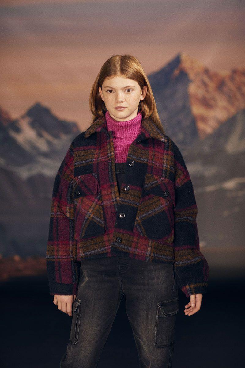 le temps des cerises Veste Osirisgi à carreaux bleu nuit et rose