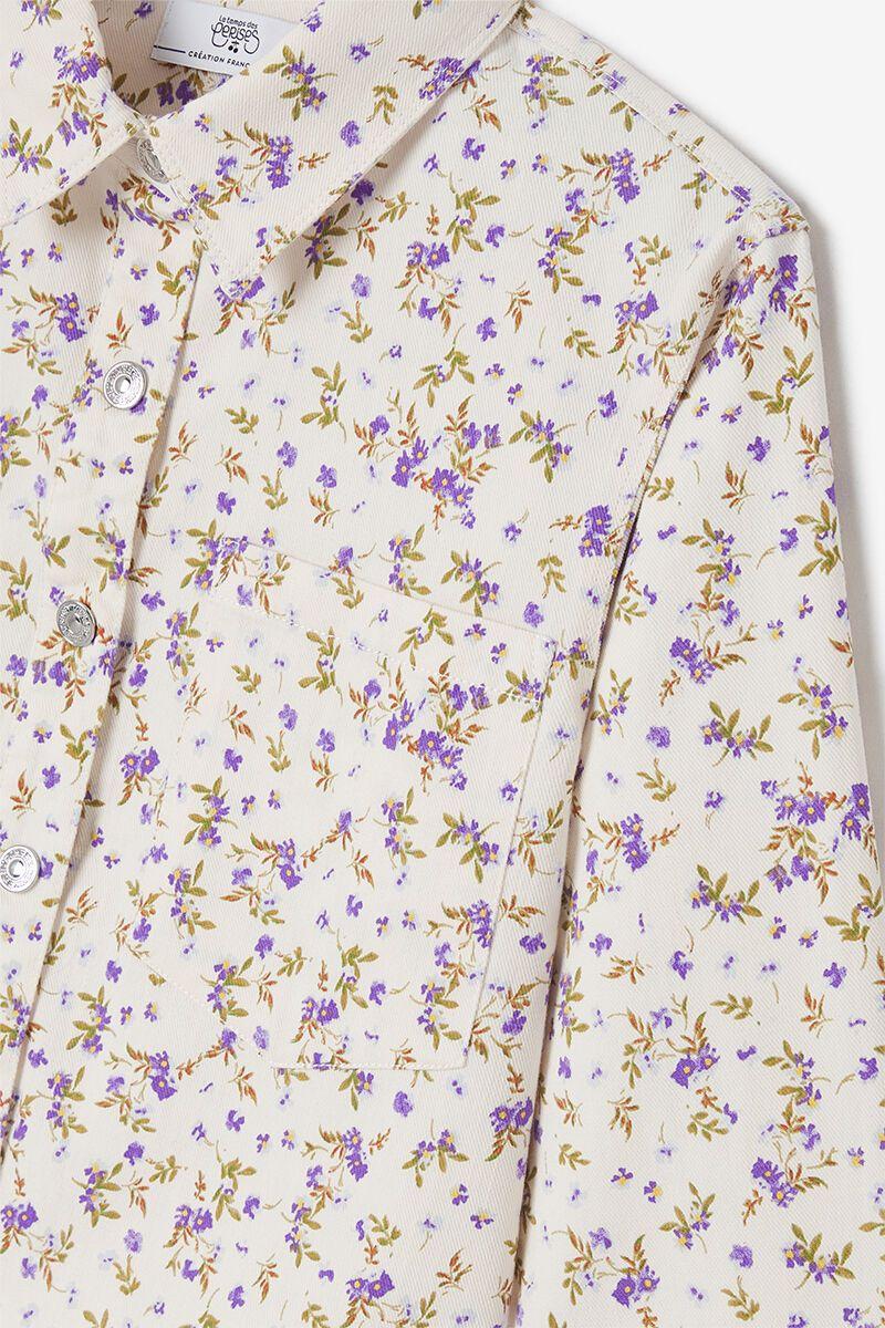 Le Temps Des Cerises Veste Petagi Blanc à Motif Fleuri