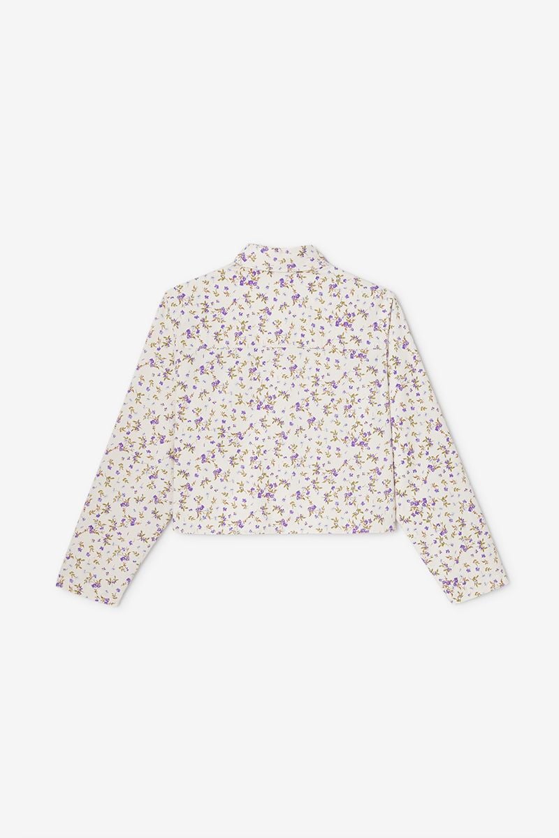 Le Temps Des Cerises Veste Petagi Blanc à Motif Fleuri