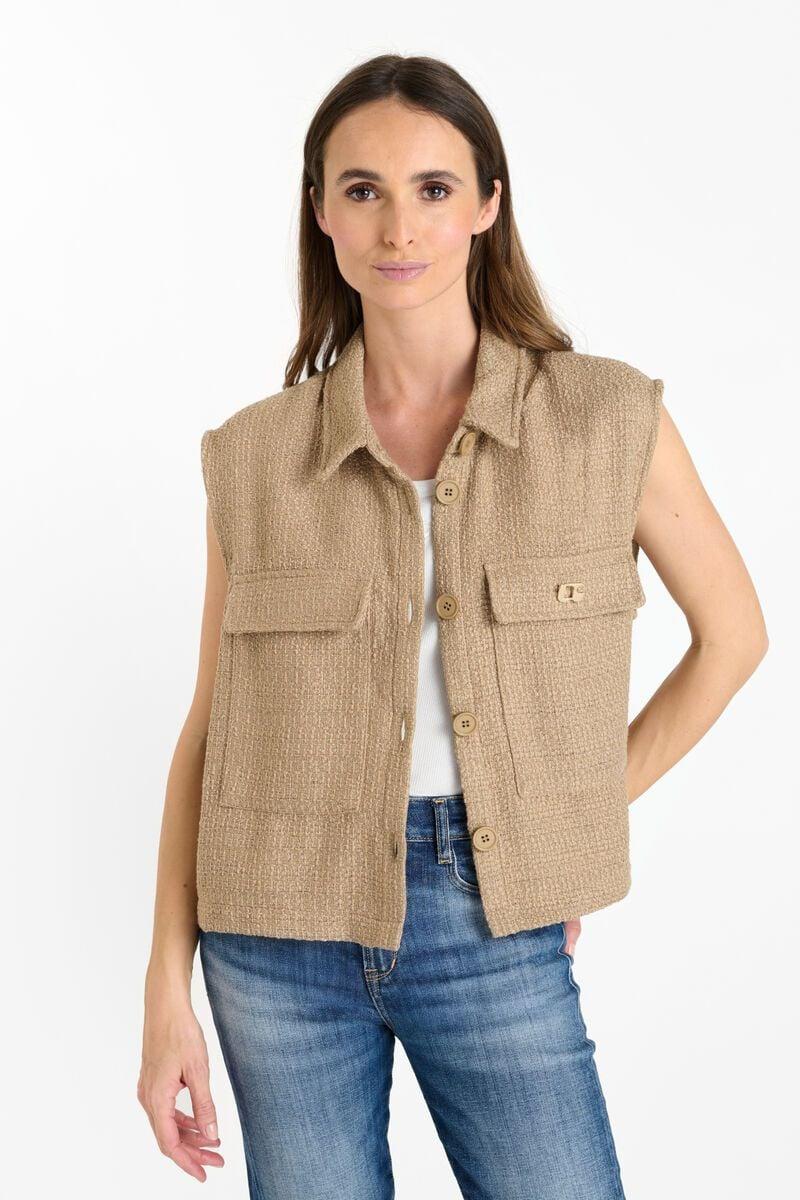 le temps des cerises Veste sans manches Arley beige