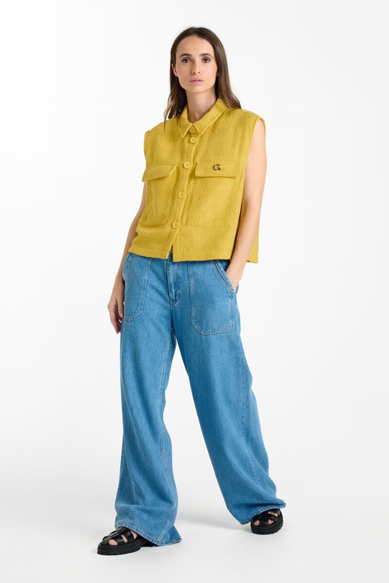 Le Temps Des Cerises Veste Sans Manches Arley Jaune