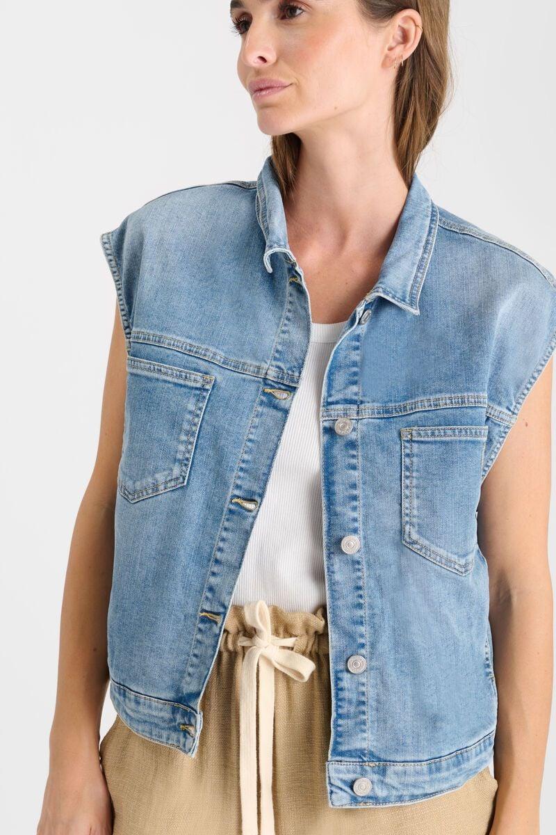 Le Temps Des Cerises Veste Sans Manches Mallard En Jeans Bleu
