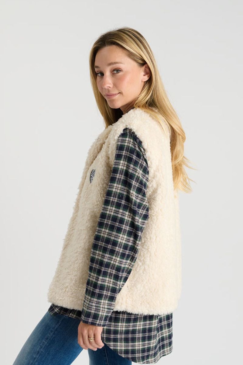 Le Temps Des Cerises Veste Sans Manches Okagi Crème