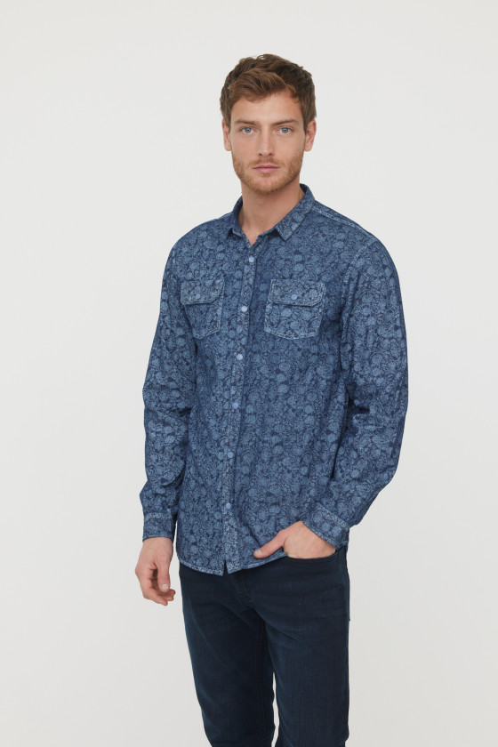 Lee Cooper Chemise Dezine Gris Bleu