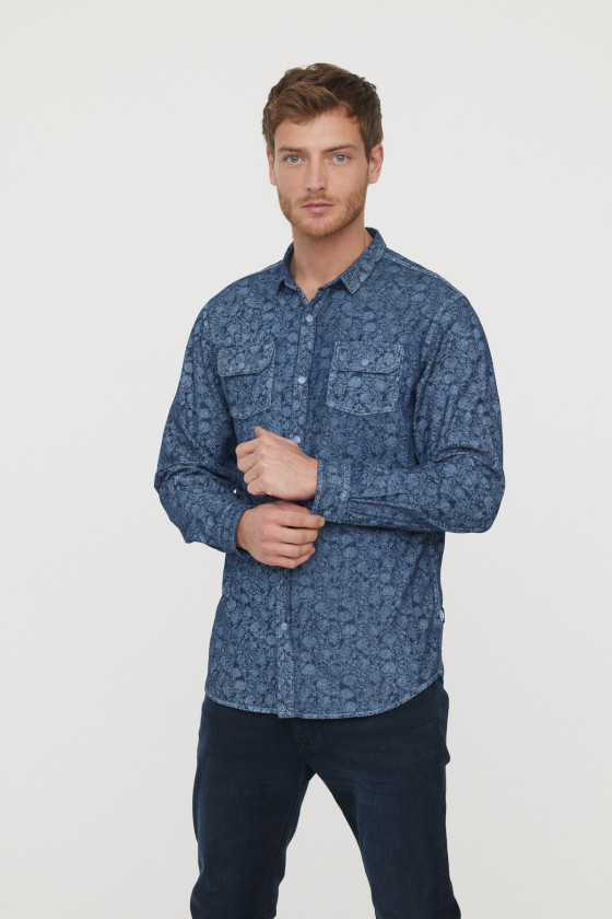 Lee Cooper Chemise Dezine Gris Bleu
