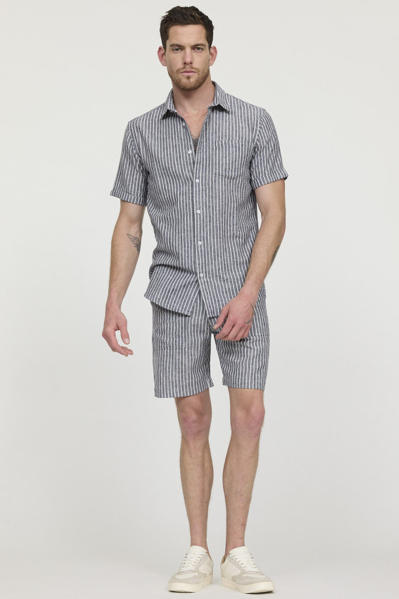 Lee Cooper Chemise DOULY MC Navy Stripes