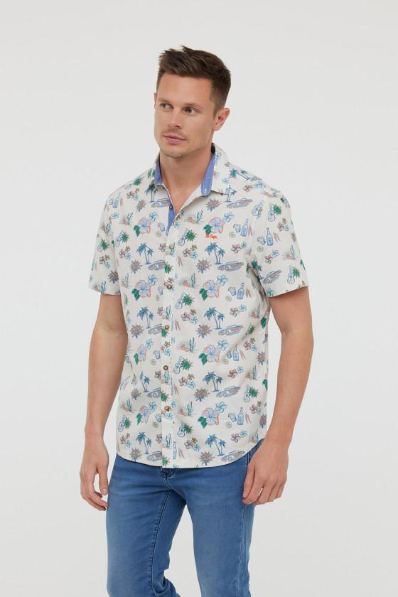 Lee Cooper Chemises DIEGO MC Vanille