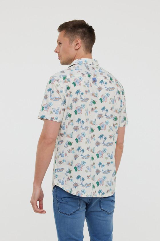 Lee Cooper Chemises DIEGO MC Vanille