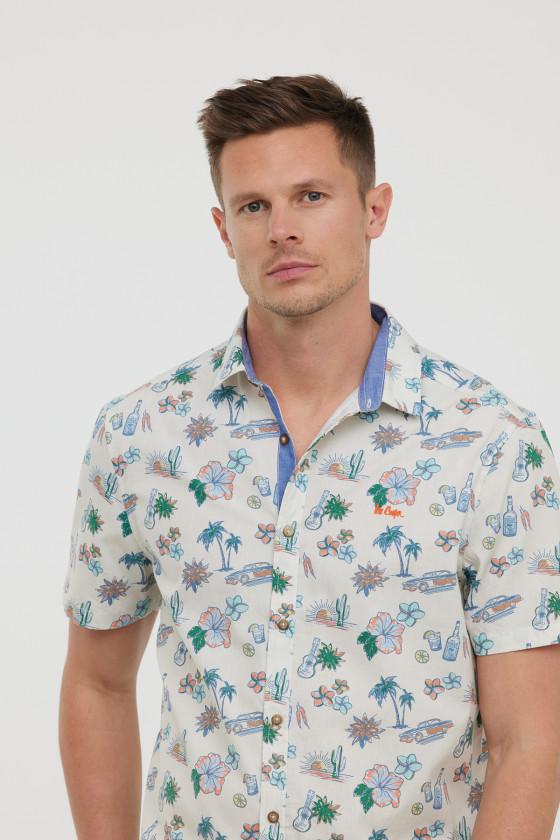 Lee Cooper Chemises DIEGO MC Vanille