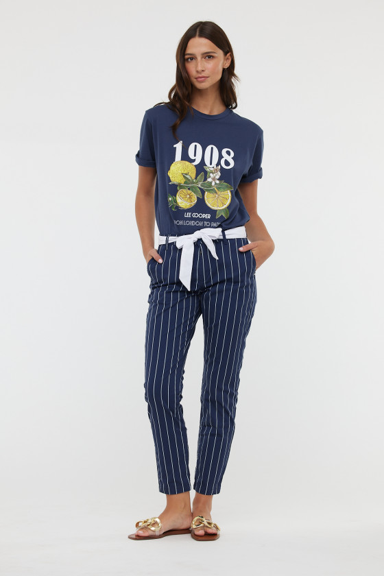 Lee Cooper Pantalons JEMILA CR Navy / White