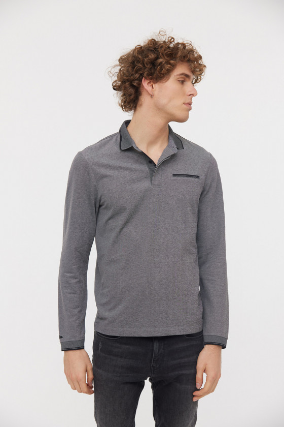 Lee Cooper Polo BUTEA Noir/Gris Souris