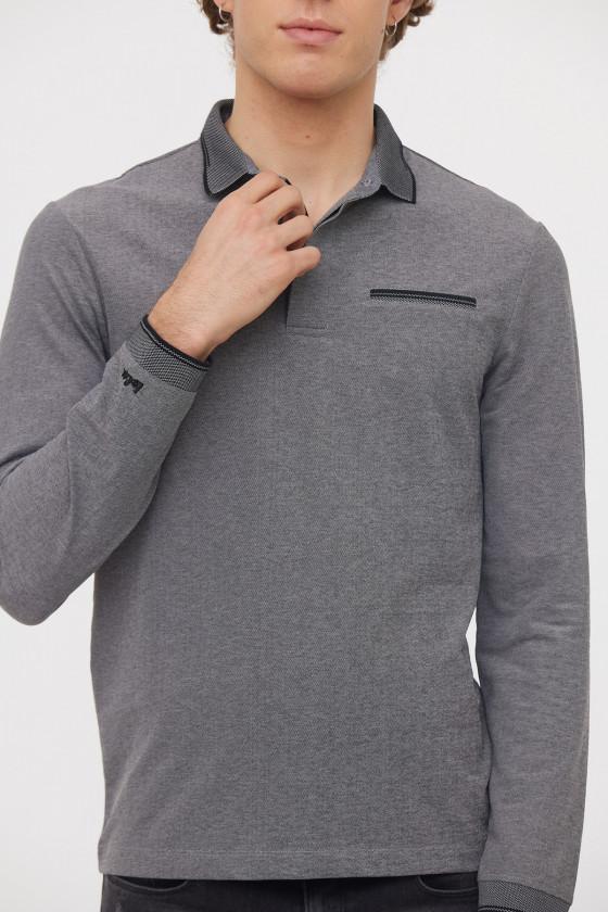 Lee Cooper Polo BUTEA Noir/Gris Souris