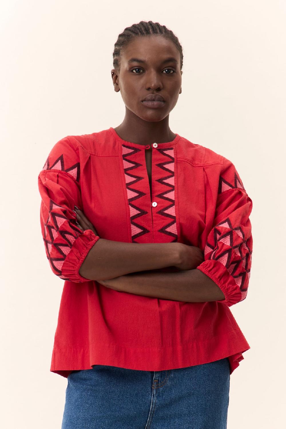 leon & harper Blouse Cacia Alpha Red