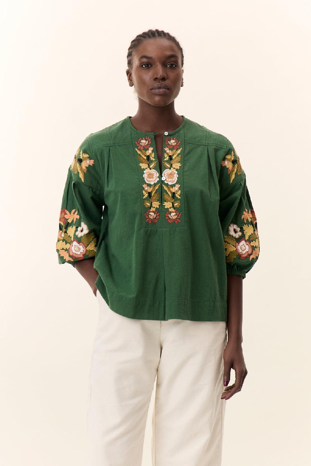 leon & harper Blouse Cacia Brd Green