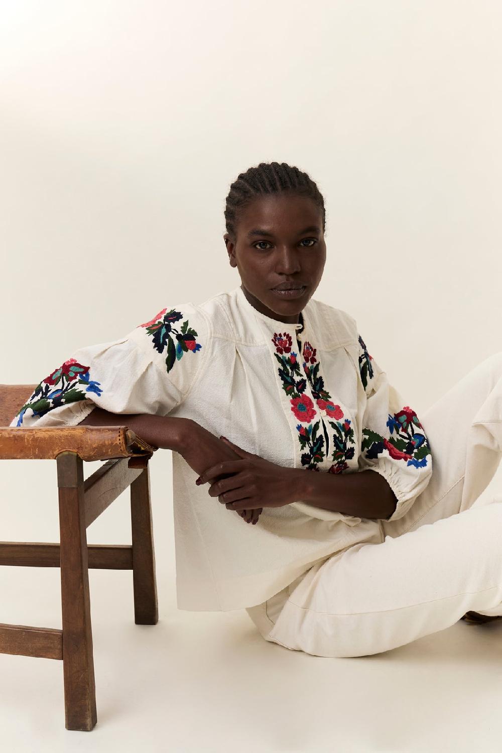 leon & harper Blouse Cacia Brd Off White