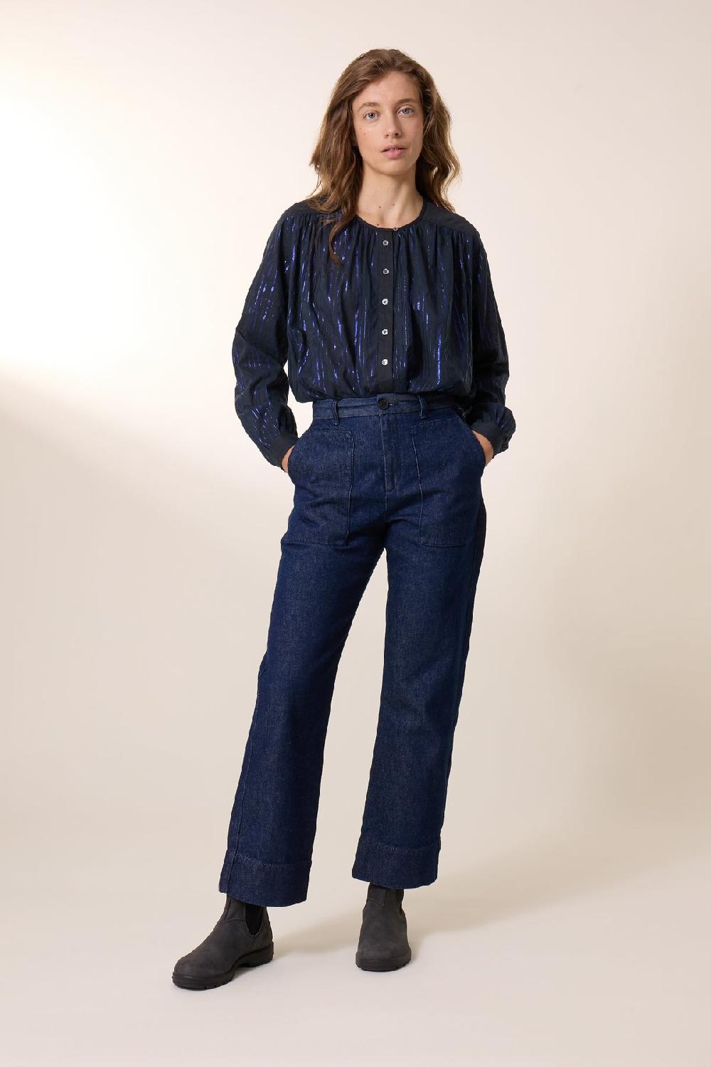 Leon & Harper Blouse Cake Stripe Blue