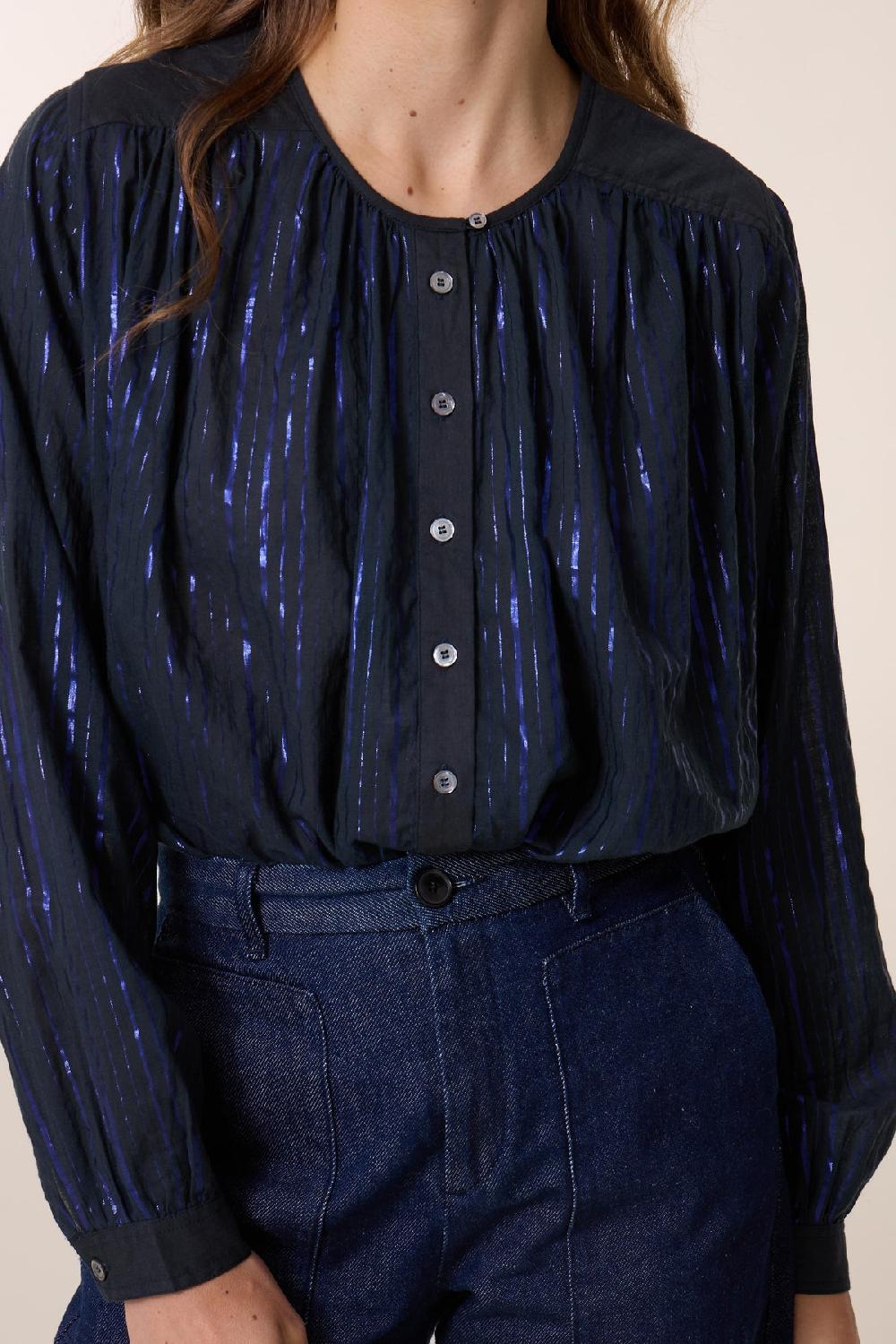 Leon & Harper Blouse Cake Stripe Blue