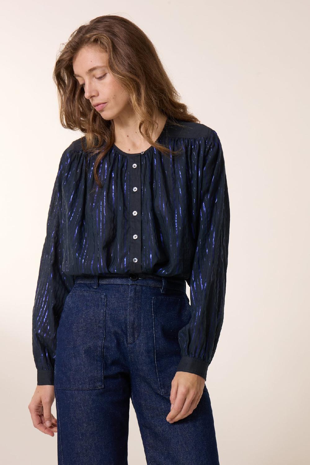 leon & harper Blouse Cake Stripe Blue