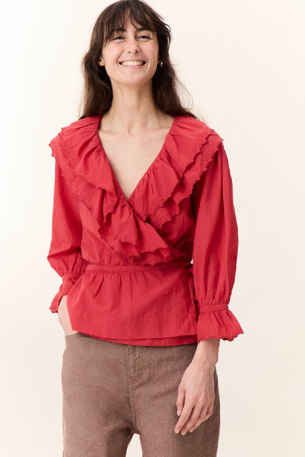 leon & harper Blouse Cala PLN Red