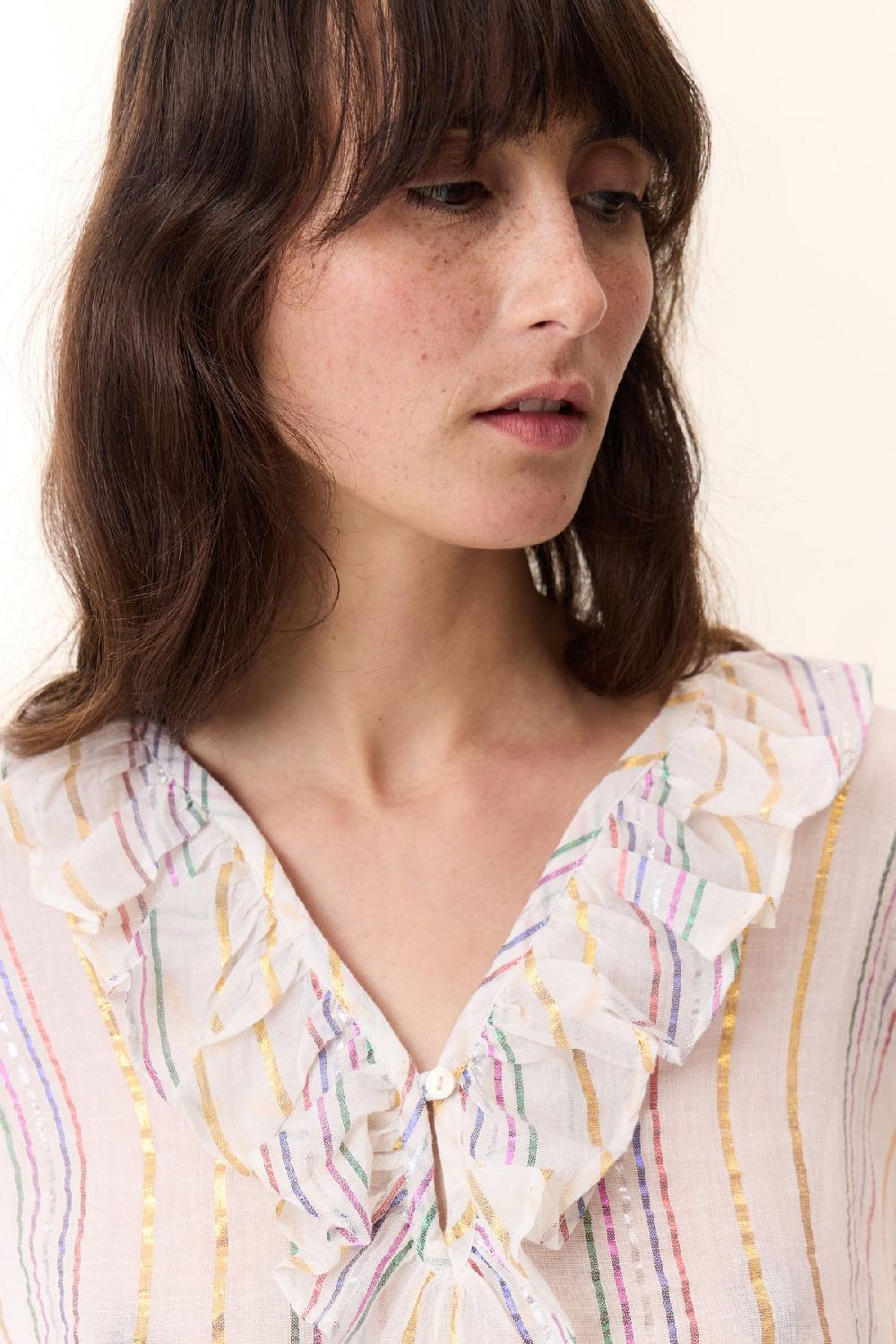 Leon & Harper Blouse Casta Strp Off White