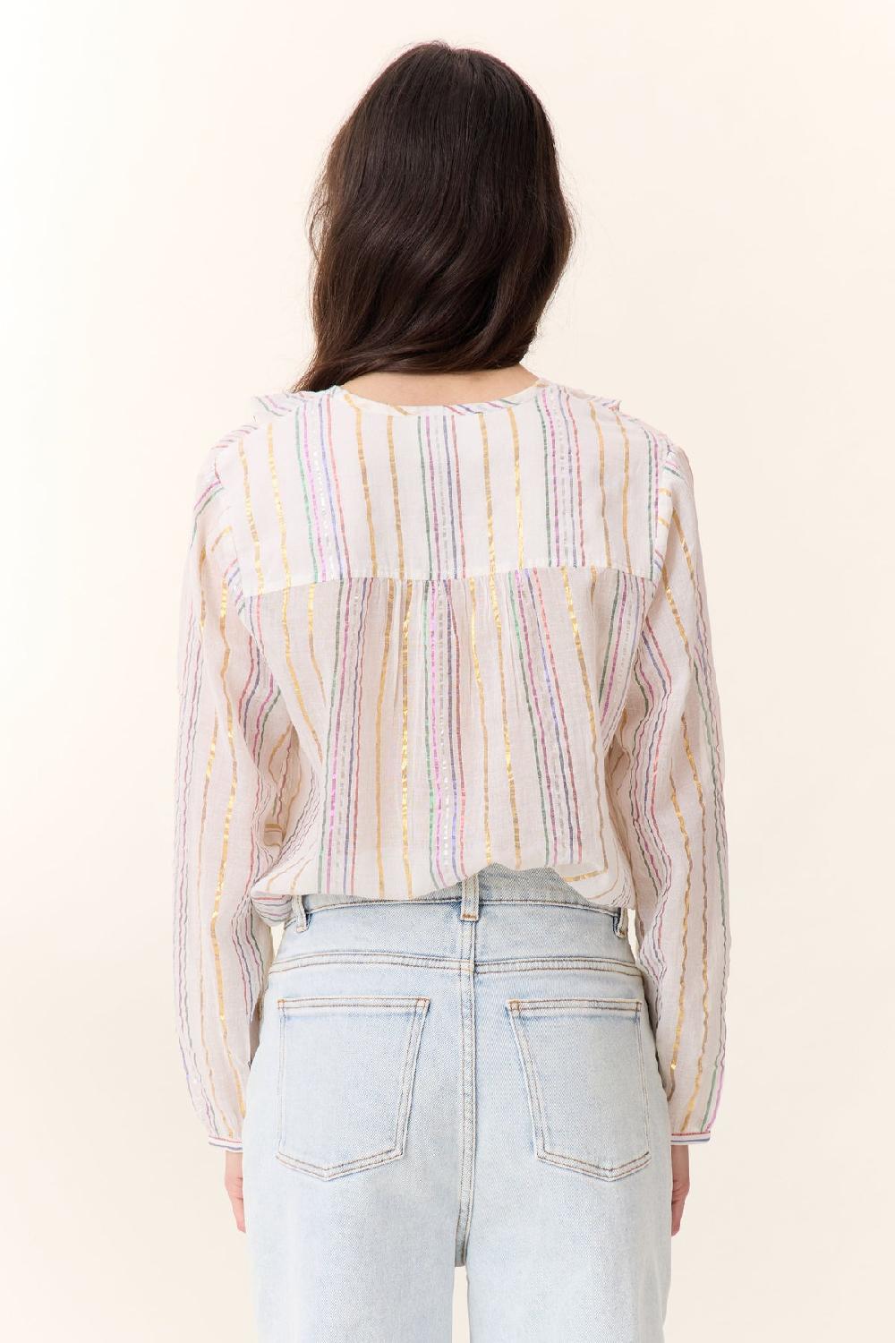 Leon & Harper Blouse Casta Strp Off White