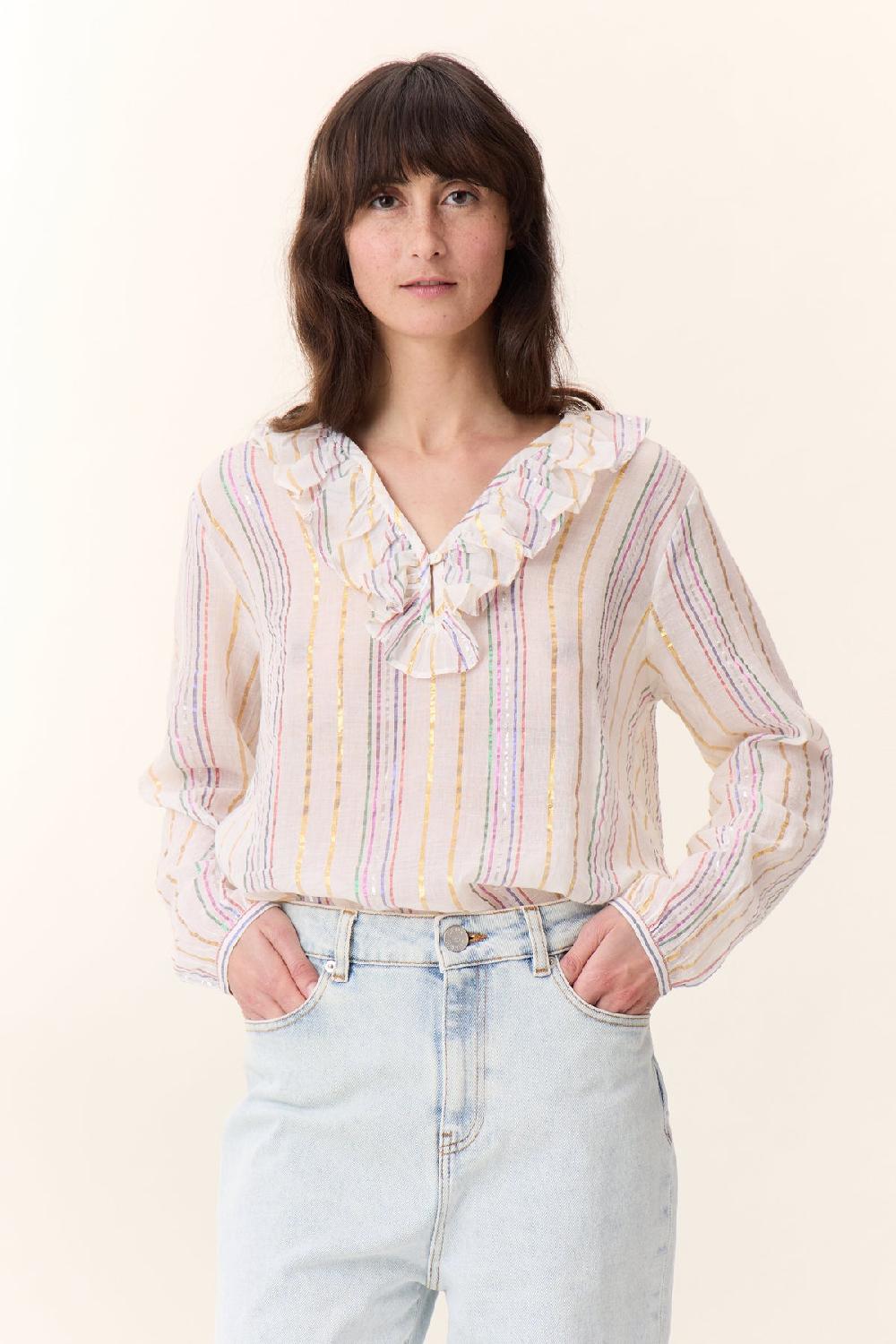 leon & harper Blouse Casta Strp Off White
