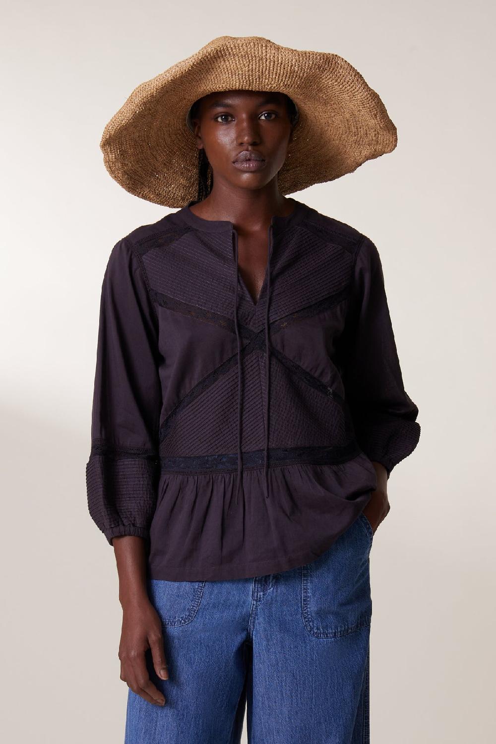 leon & harper Blouse Cecil Lace Carbone