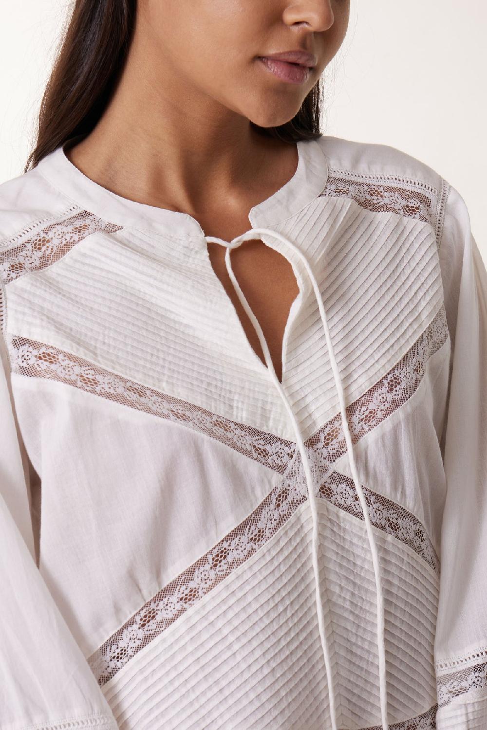 Leon & Harper Blouse Cecil Lace Off White