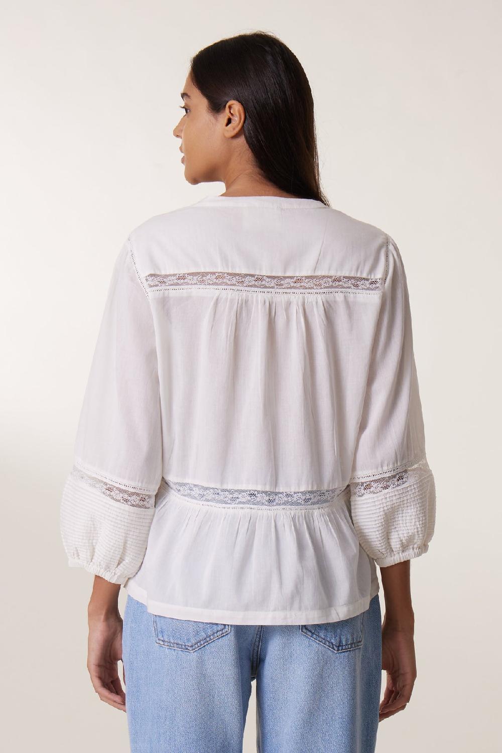 Leon & Harper Blouse Cecil Lace Off White