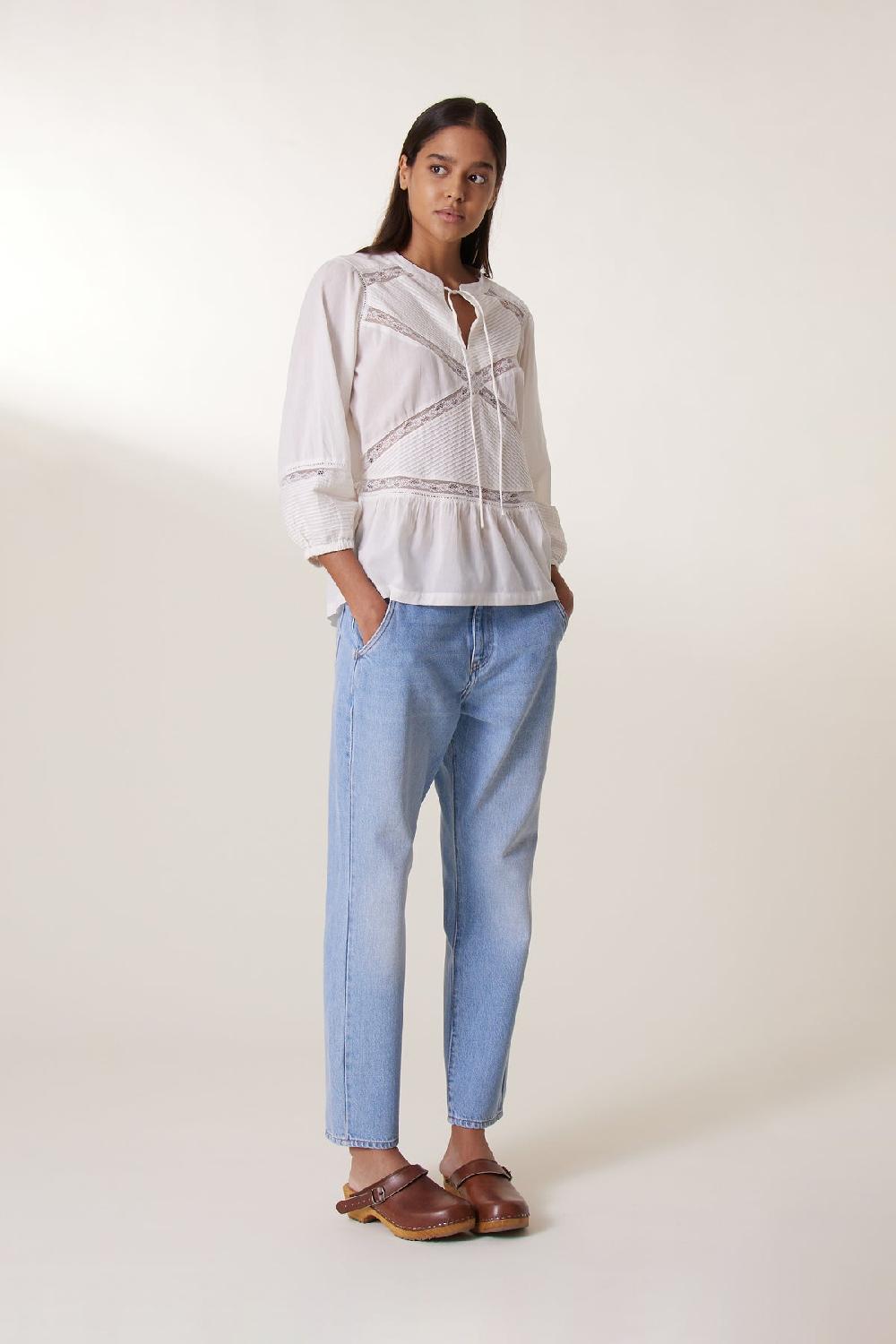 Leon & Harper Blouse Cecil Lace Off White