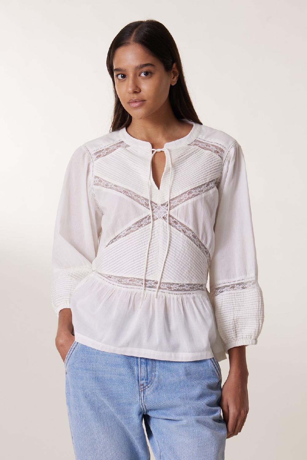 leon & harper Blouse Cecil Lace Off White