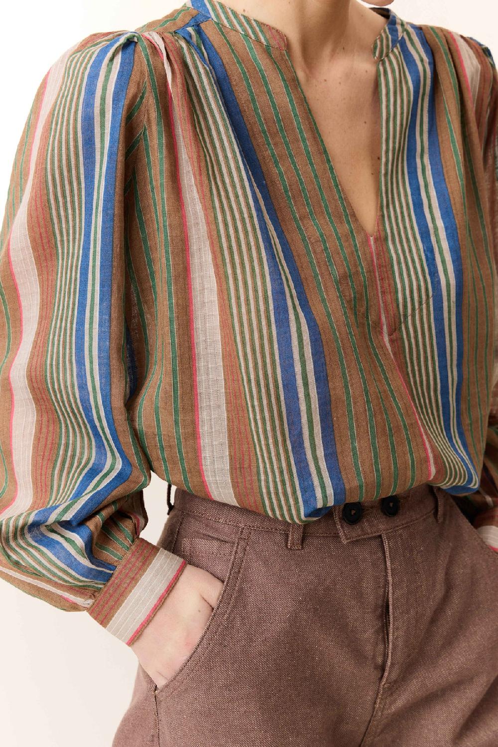 Leon & Harper Blouse Chleo Strp Blue
