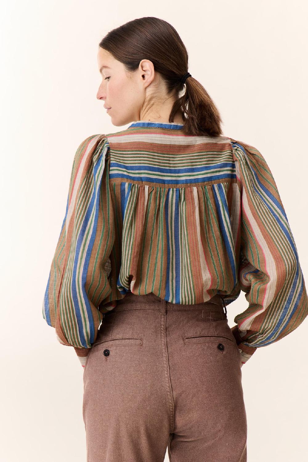 Leon & Harper Blouse Chleo Strp Blue