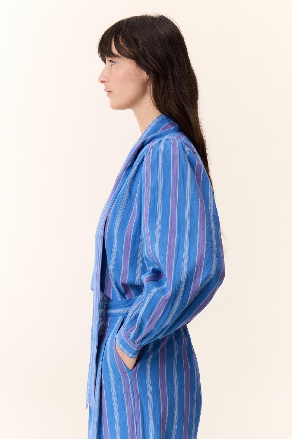 Leon & Harper Blouse Cilian Strp Blue