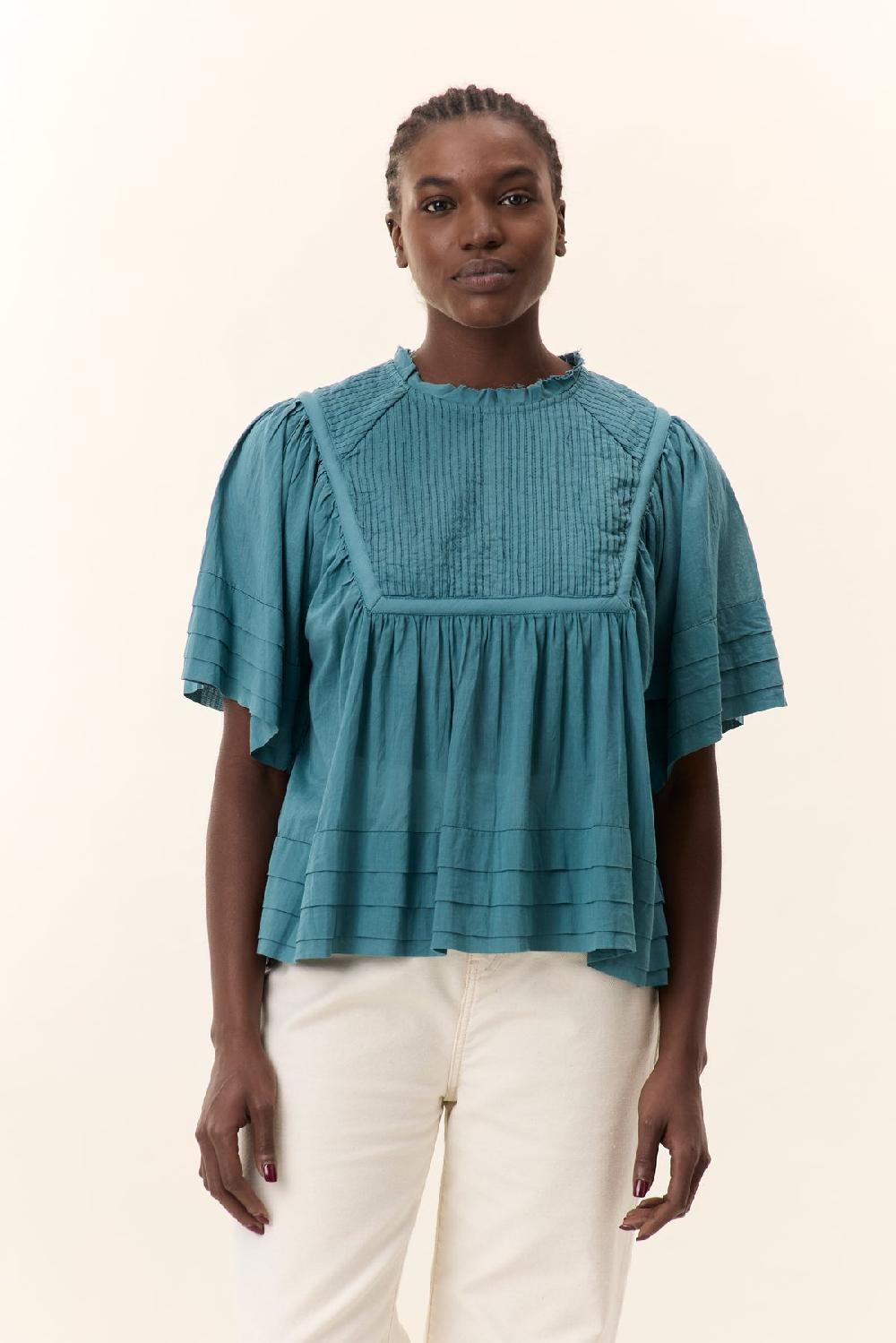 leon & harper Blouse Clive Pint Petrol